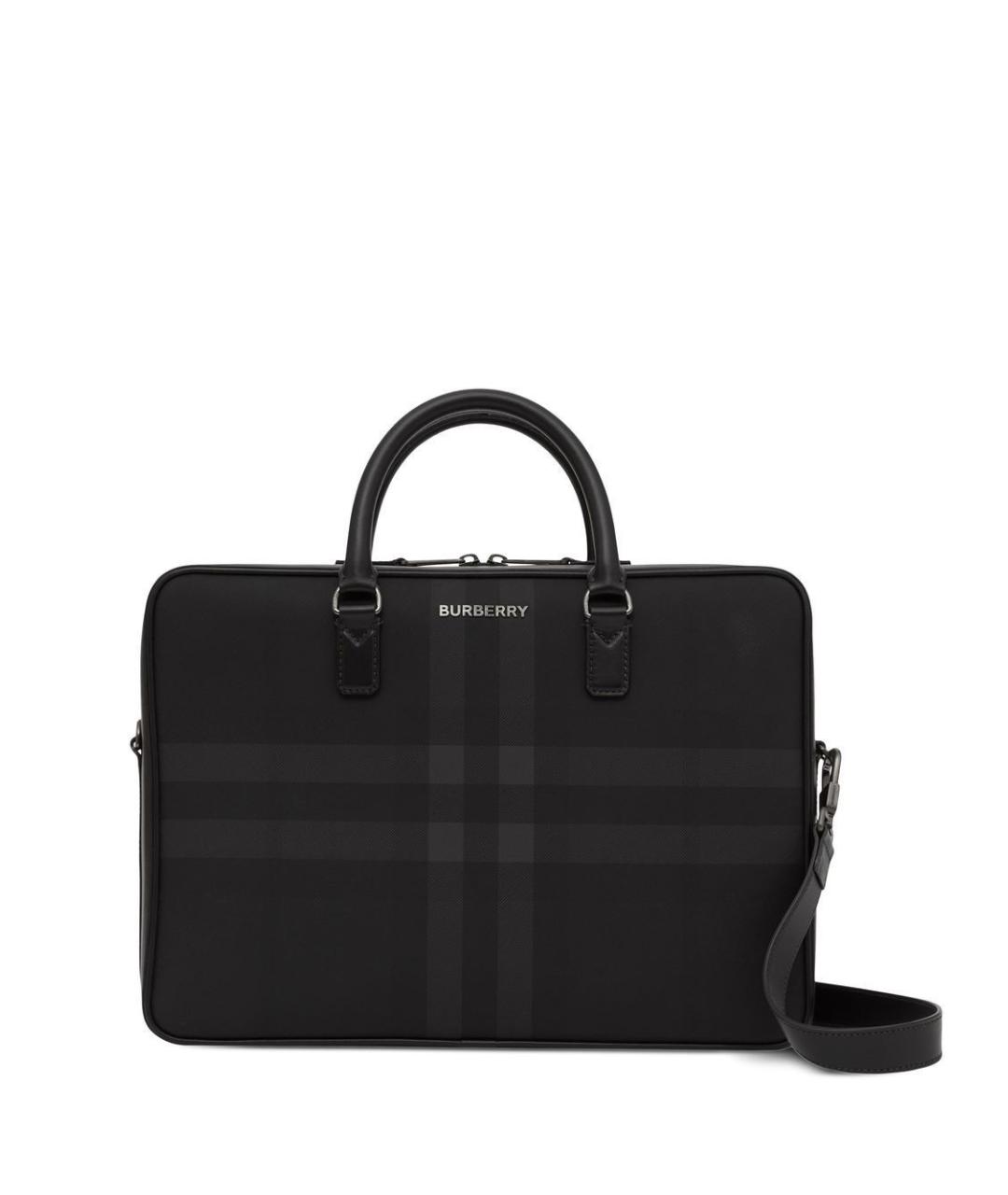 BURBERRY Антрацитовый синтетический портфель, фото 1