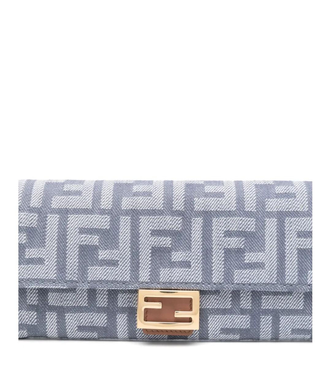 FENDI Голубой кожаный кошелек, фото 4