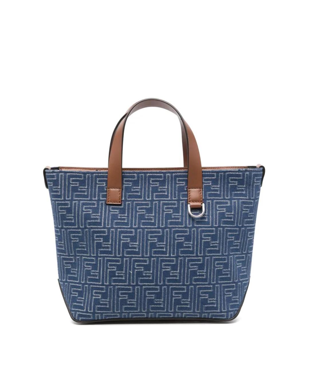 FENDI Голубая деним сумка тоут, фото 1