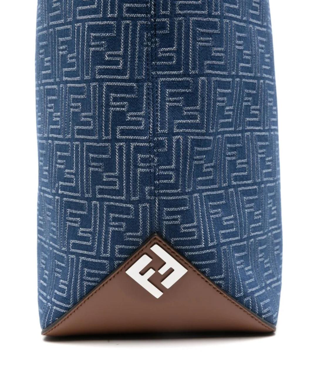 FENDI Синяя жаккардовая сумка тоут, фото 4