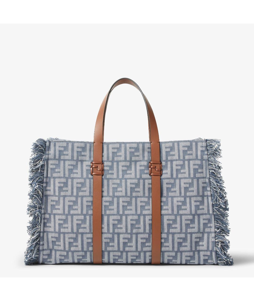 FENDI Голубая деним сумка тоут, фото 3