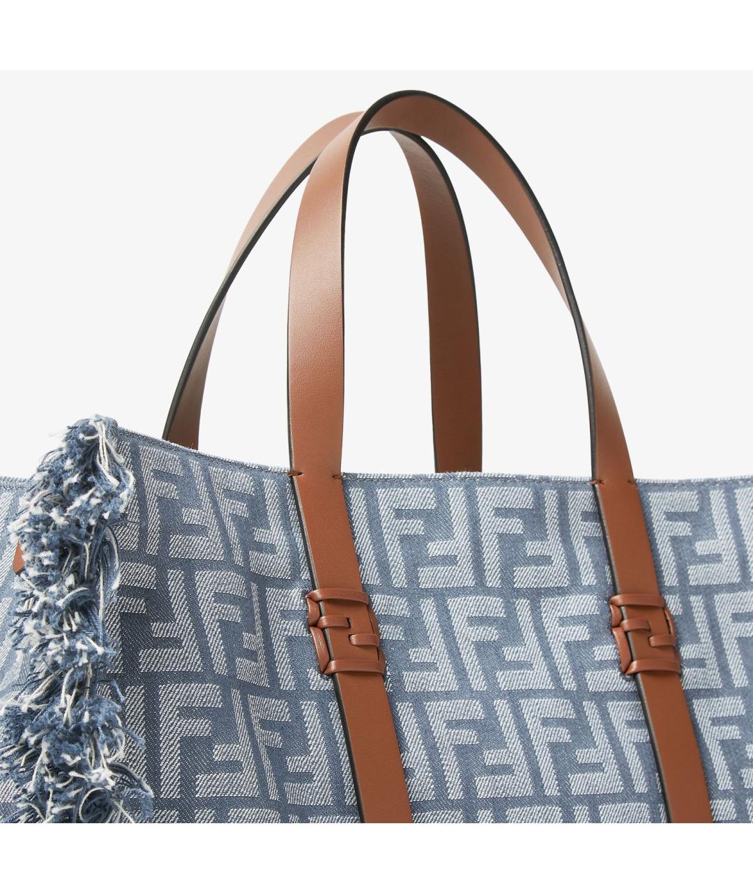 FENDI Голубая деним сумка тоут, фото 5