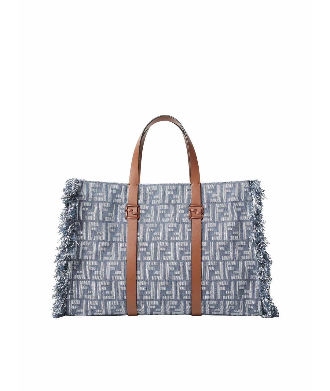 FENDI Голубая деним сумка тоут, фото 1