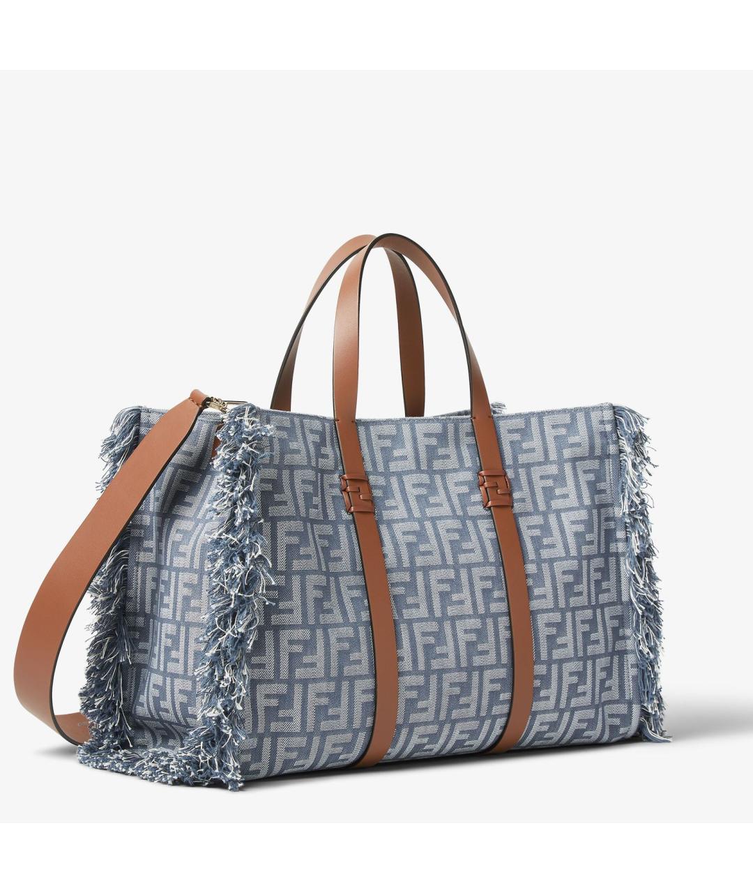 FENDI Голубая деним сумка тоут, фото 2