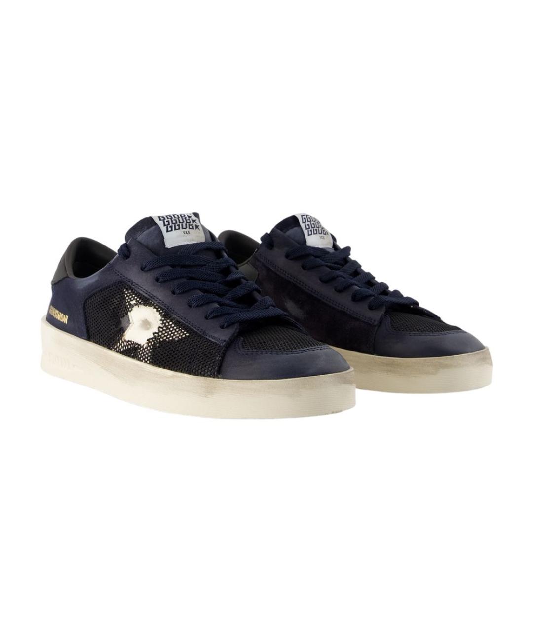GOLDEN GOOSE DELUXE BRAND Темно-синие кожаные низкие кроссовки / кеды, фото 2
