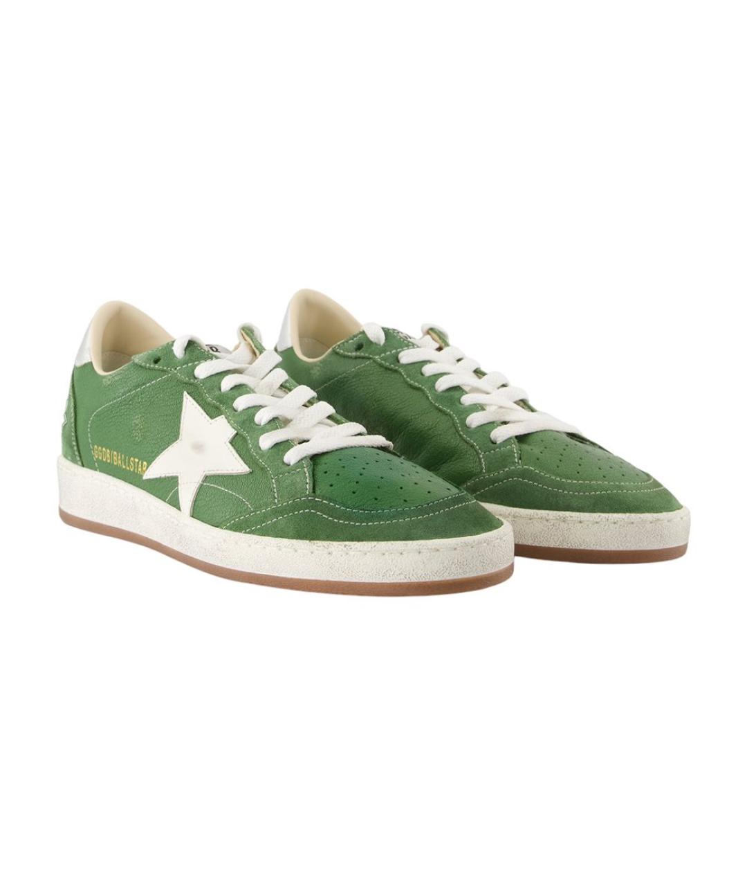 GOLDEN GOOSE DELUXE BRAND Зеленые кожаные низкие кроссовки / кеды, фото 2