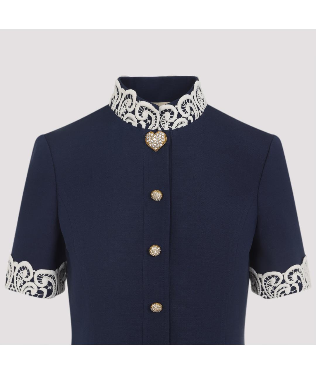 VALENTINO Темно-синее шерстяное повседневное платье, фото 3