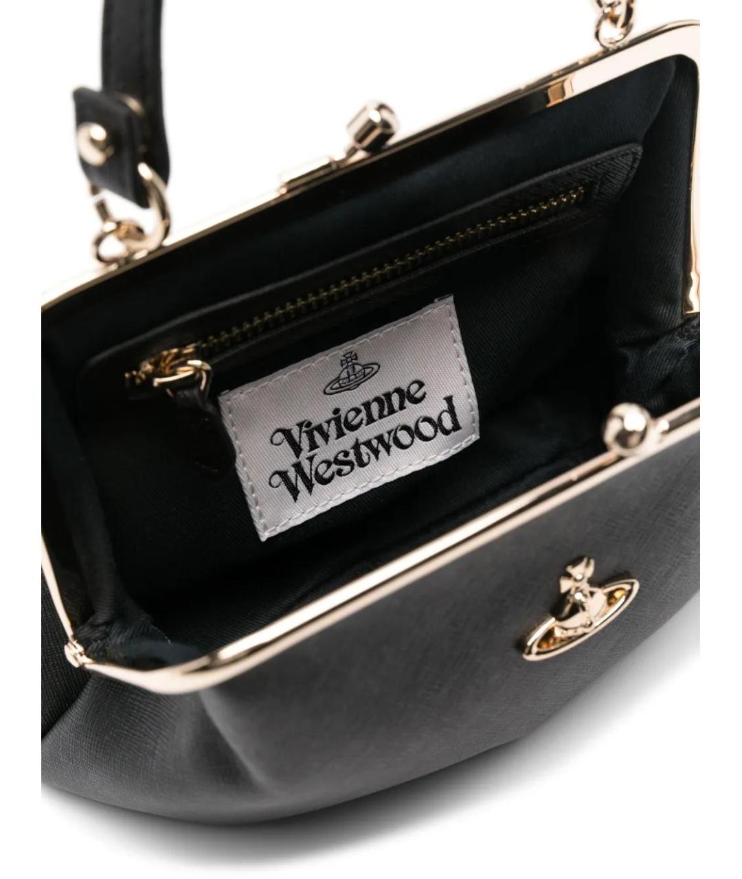 VIVIENNE WESTWOOD Черная кожаная сумка с короткими ручками, фото 5