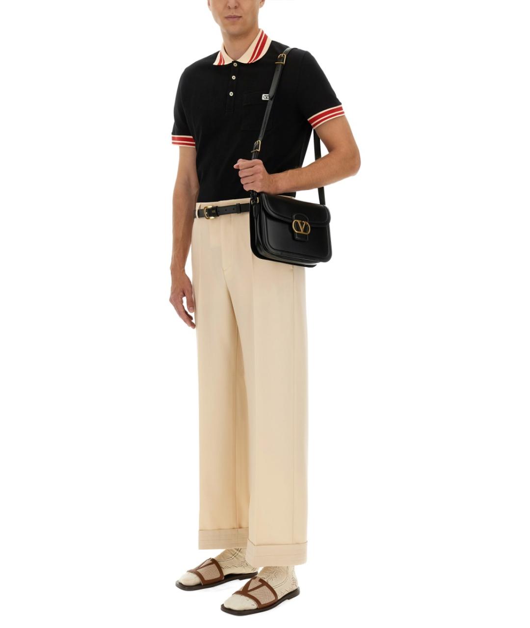 VALENTINO Черное хлопковое поло с коротким рукавом, фото 5