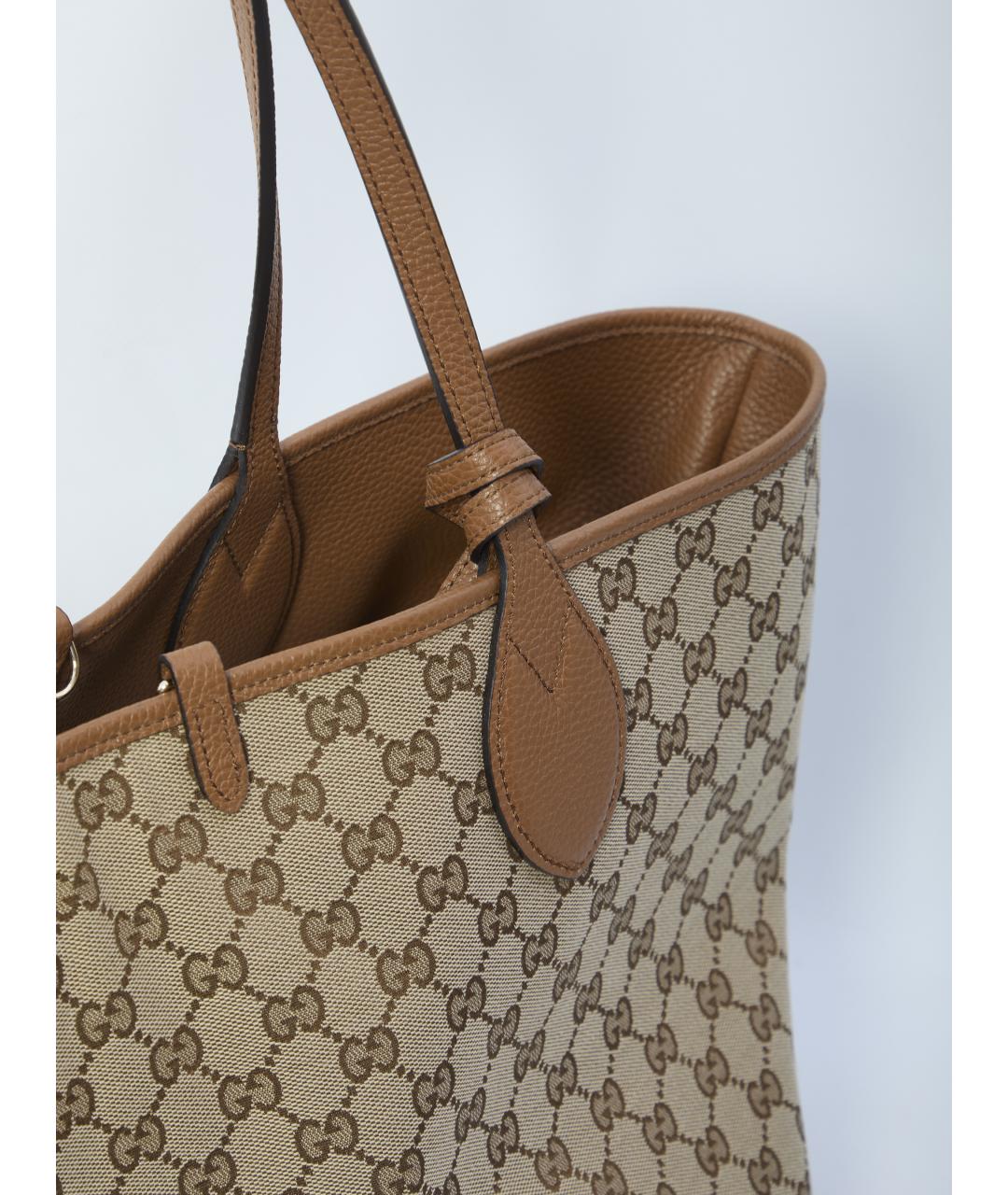 GUCCI Коричневая кожаная сумка тоут, фото 5