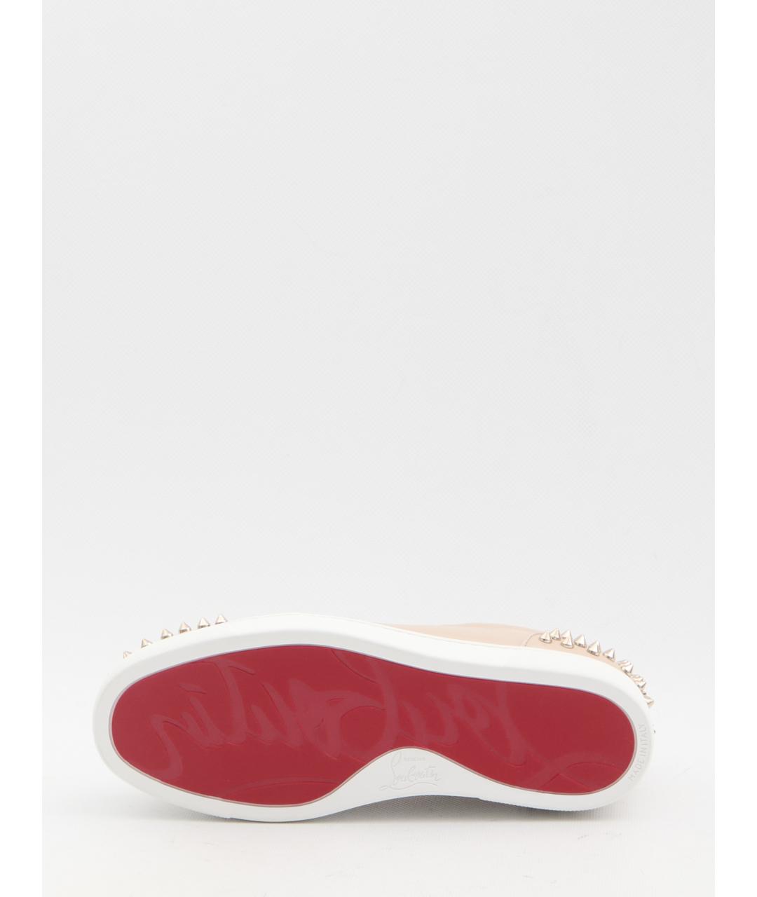 CHRISTIAN LOUBOUTIN Розовые кожаные кеды, фото 4