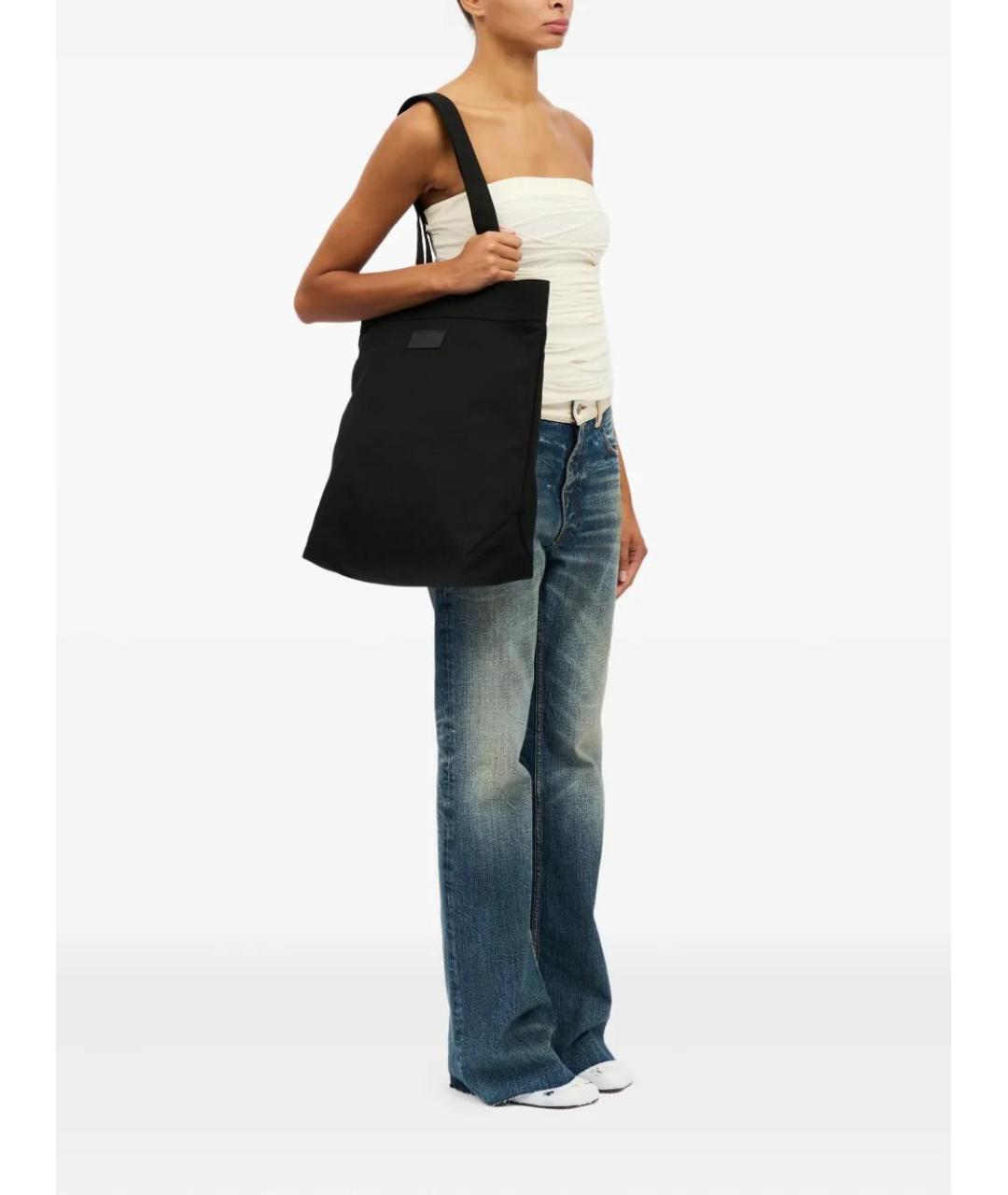 MM6 MAISON MARGIELA Черная хлопковая сумка тоут, фото 2