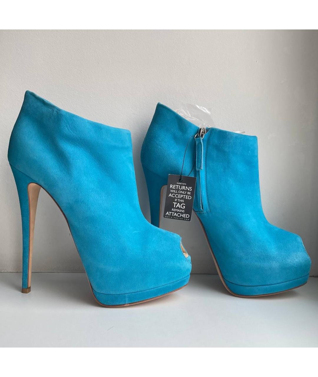 GIUSEPPE ZANOTTI DESIGN Голубые замшевые ботильоны, фото 2