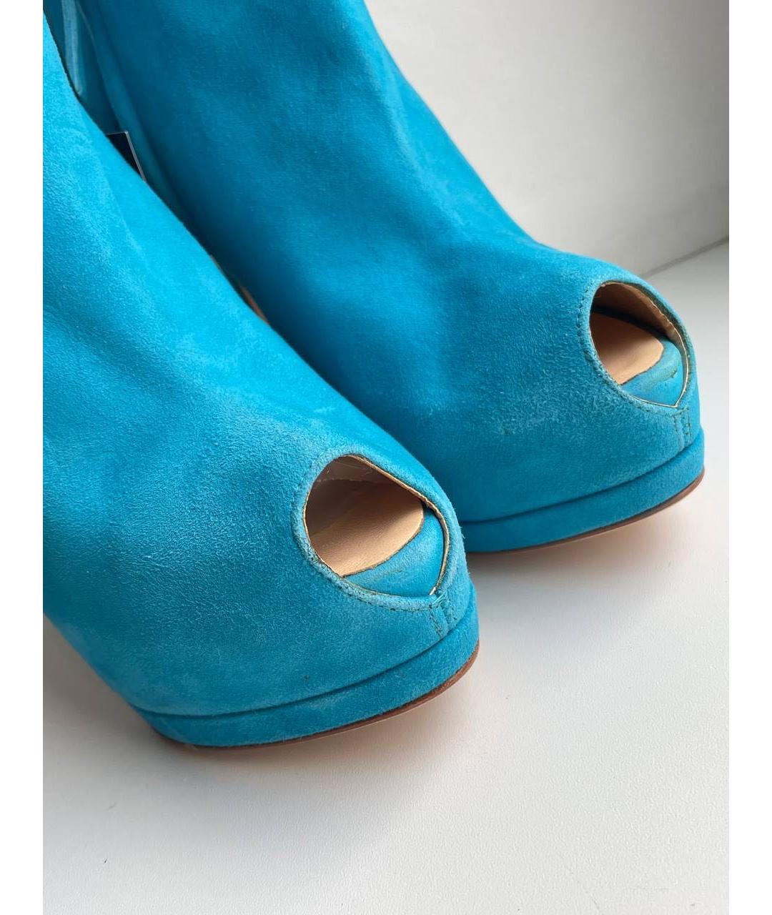 GIUSEPPE ZANOTTI DESIGN Голубые замшевые ботильоны, фото 6