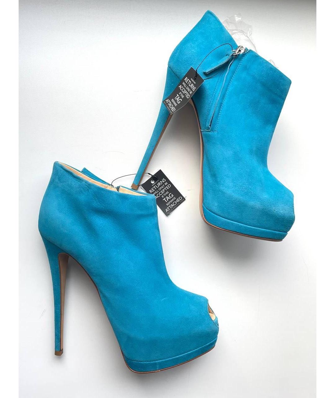 GIUSEPPE ZANOTTI DESIGN Голубые замшевые ботильоны, фото 7