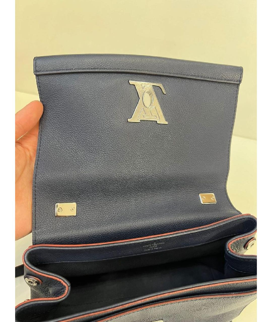 LOUIS VUITTON Темно-синяя кожаная сумка через плечо, фото 7