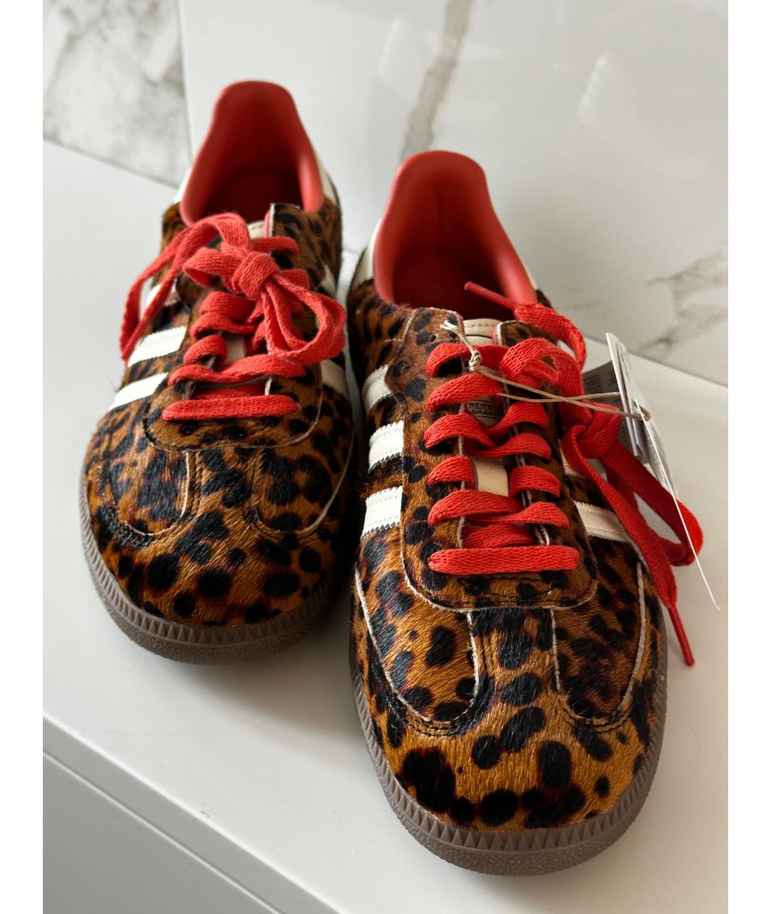ADIDAS Коричневые кеды из экзотической кожи, фото 5