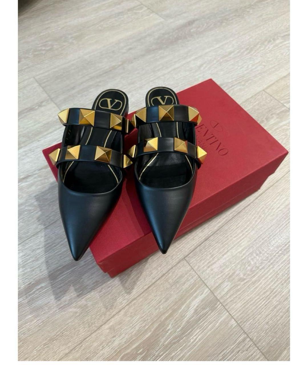 VALENTINO Черные кожаные мюли, фото 2