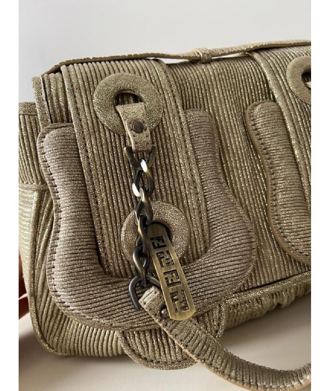 FENDI Бежевая кожаная сумка через плечо, фото 9