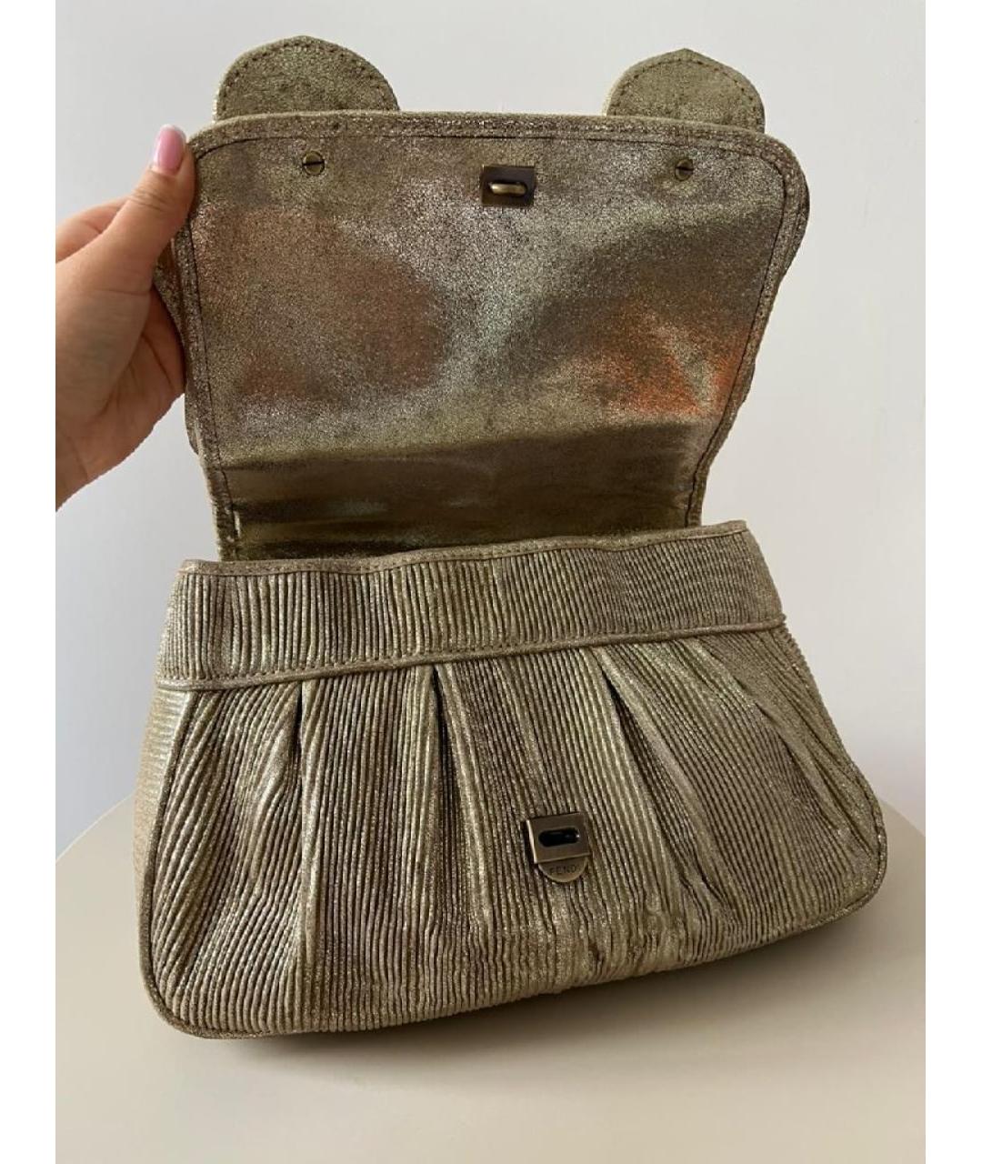FENDI Бежевая кожаная сумка через плечо, фото 4