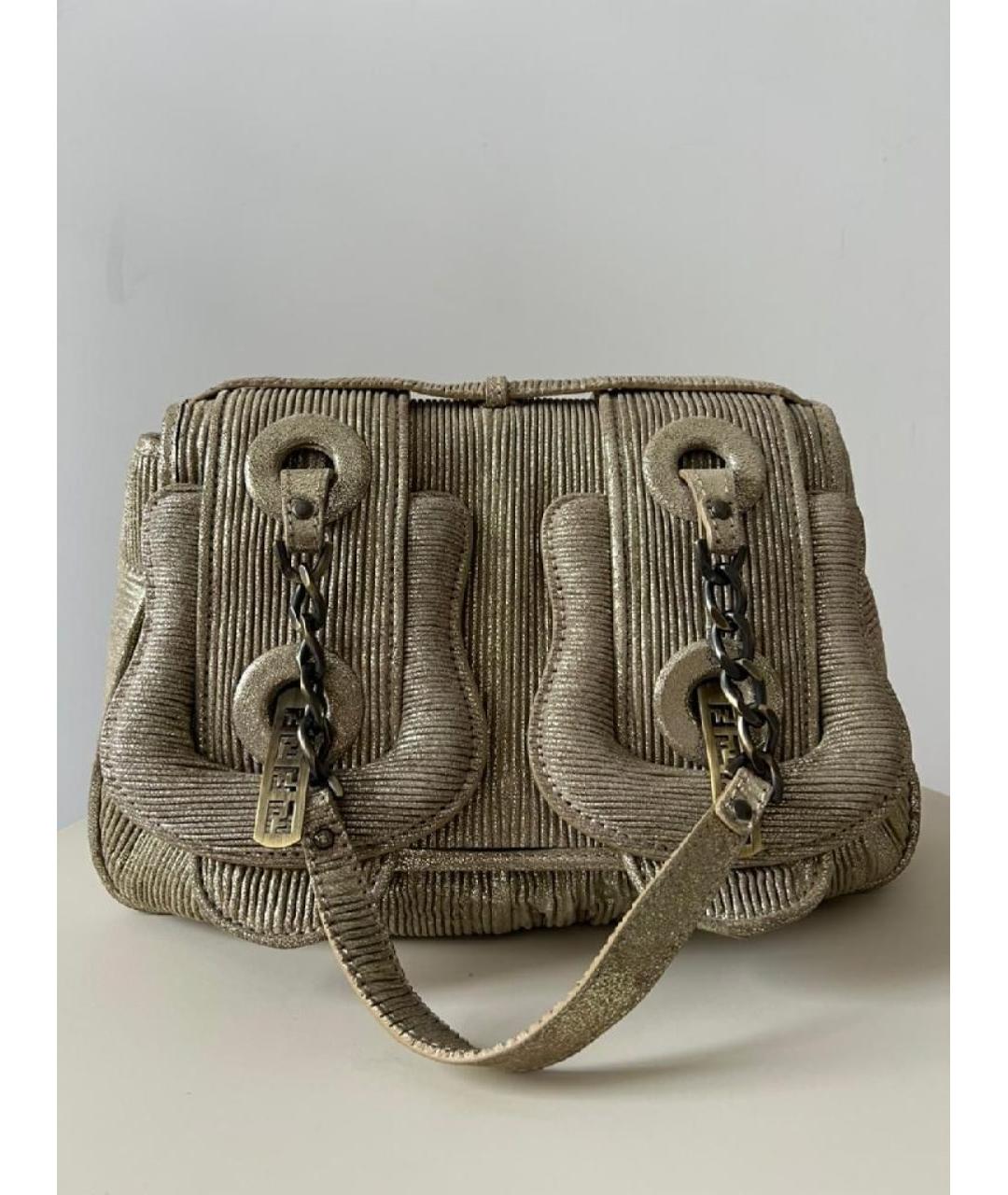 FENDI Бежевая кожаная сумка через плечо, фото 10
