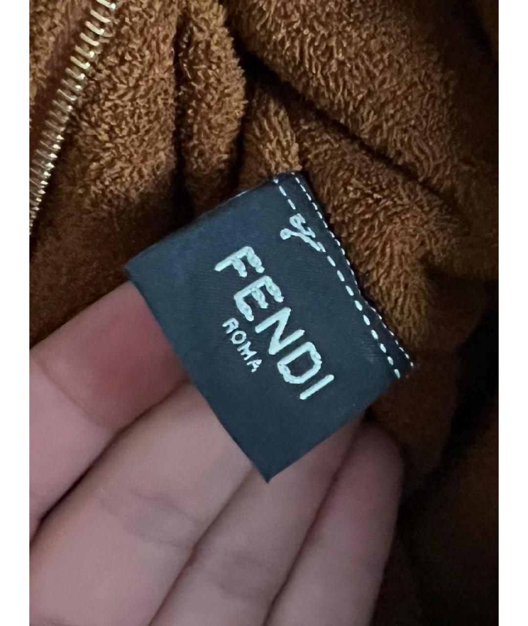 FENDI Коричневая тканевая сумка тоут, фото 7