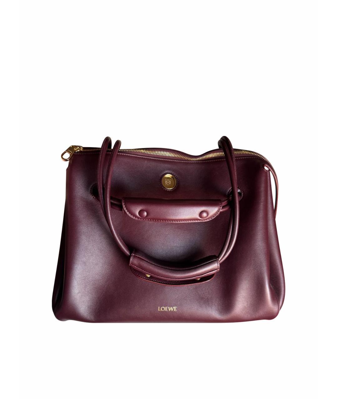 LOEWE Бордовая кожаная сумка тоут, фото 1