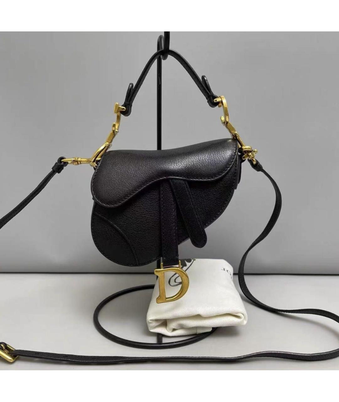 CHRISTIAN DIOR Черная кожаная сумка через плечо, фото 8