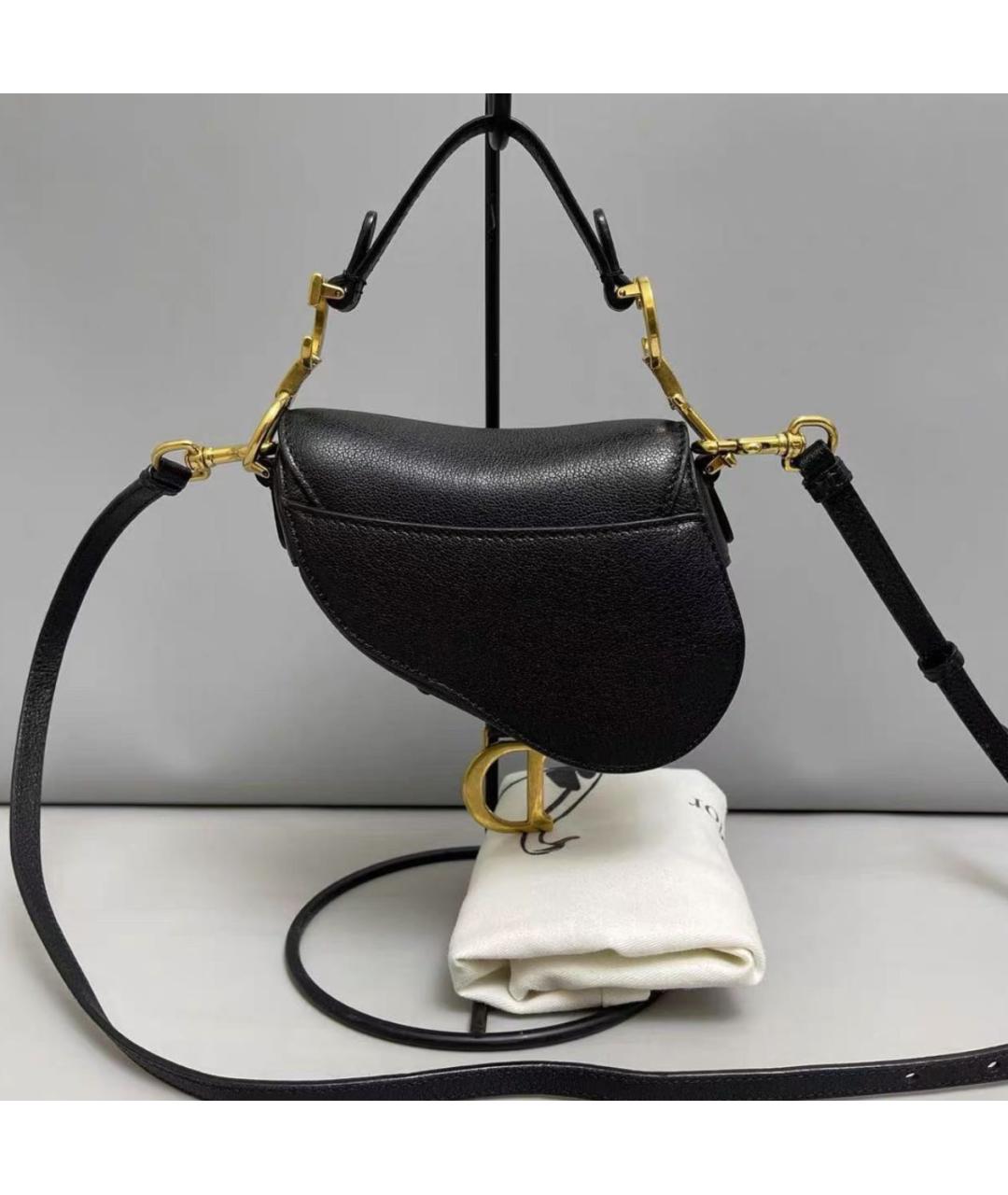 CHRISTIAN DIOR Черная кожаная сумка через плечо, фото 2