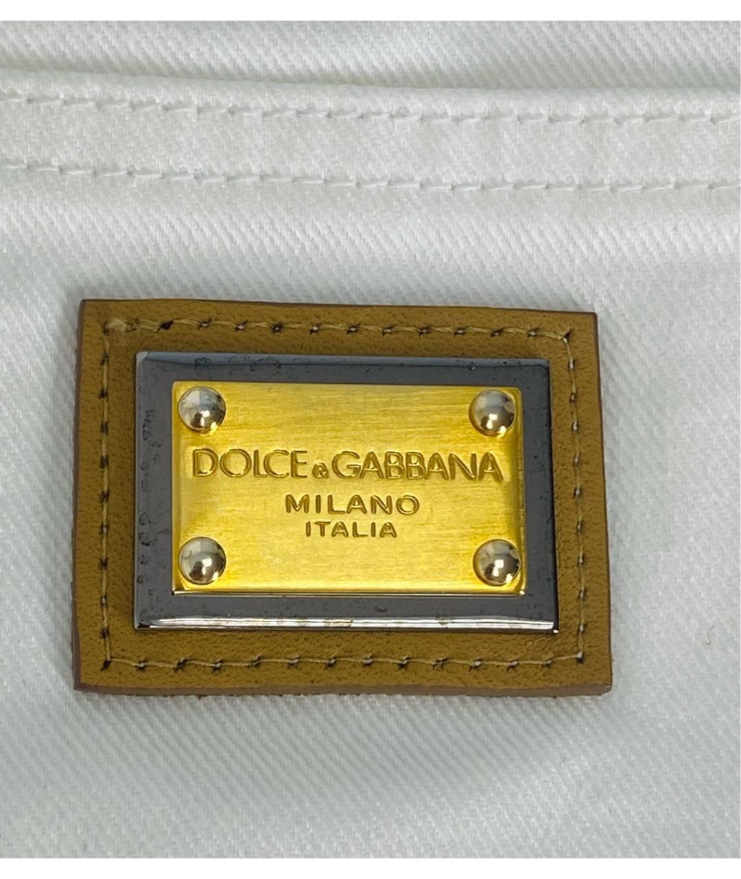 DOLCE&GABBANA Белые хлопко-эластановые джинсы слим, фото 4