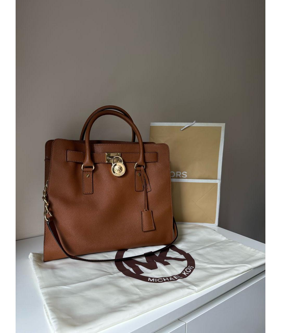 MICHAEL KORS Коричневая кожаная сумка тоут, фото 3