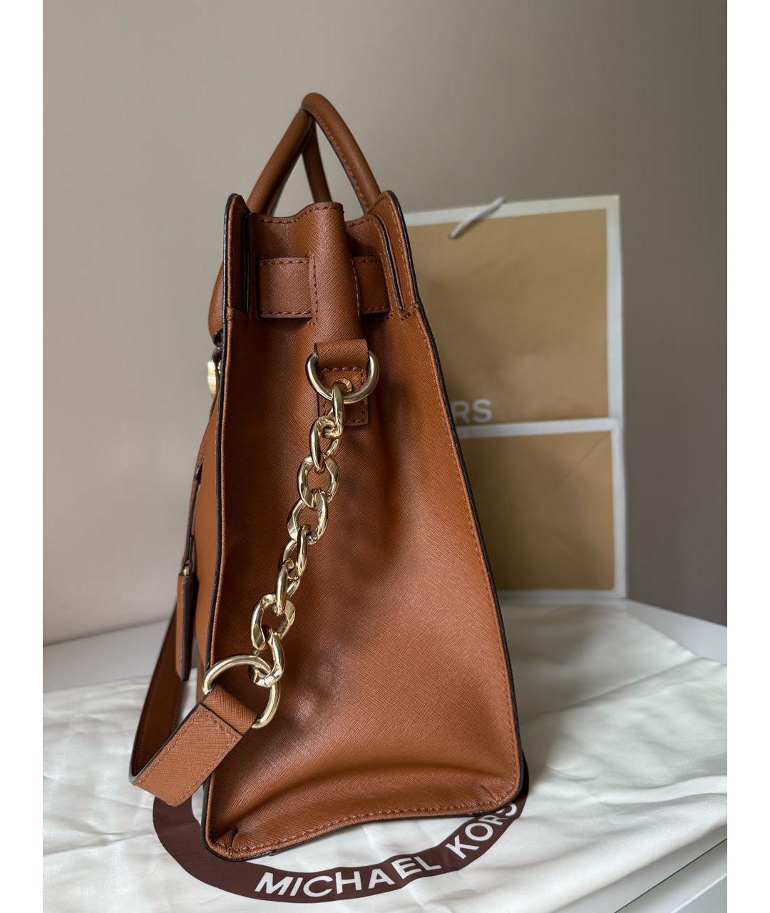 MICHAEL KORS Коричневая кожаная сумка тоут, фото 4
