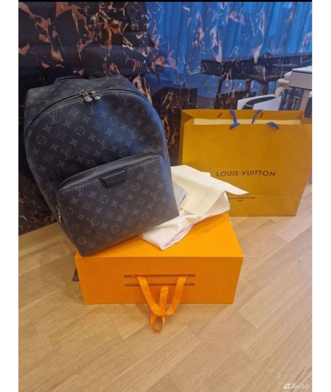 LOUIS VUITTON Черный кожаный рюкзак, фото 6