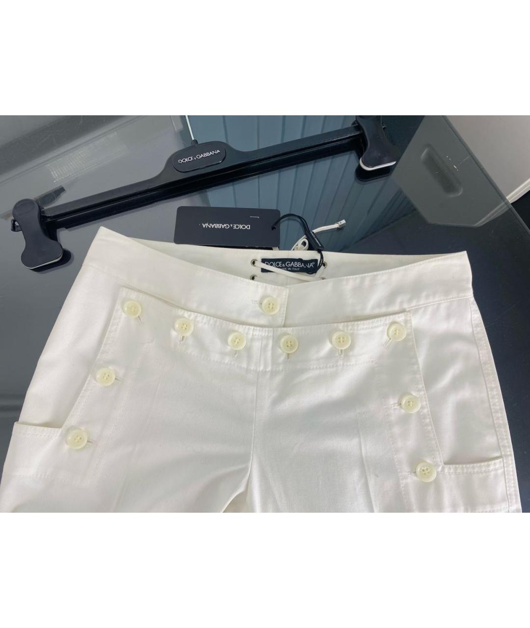 DOLCE&GABBANA Белые хлопковые прямые брюки, фото 3