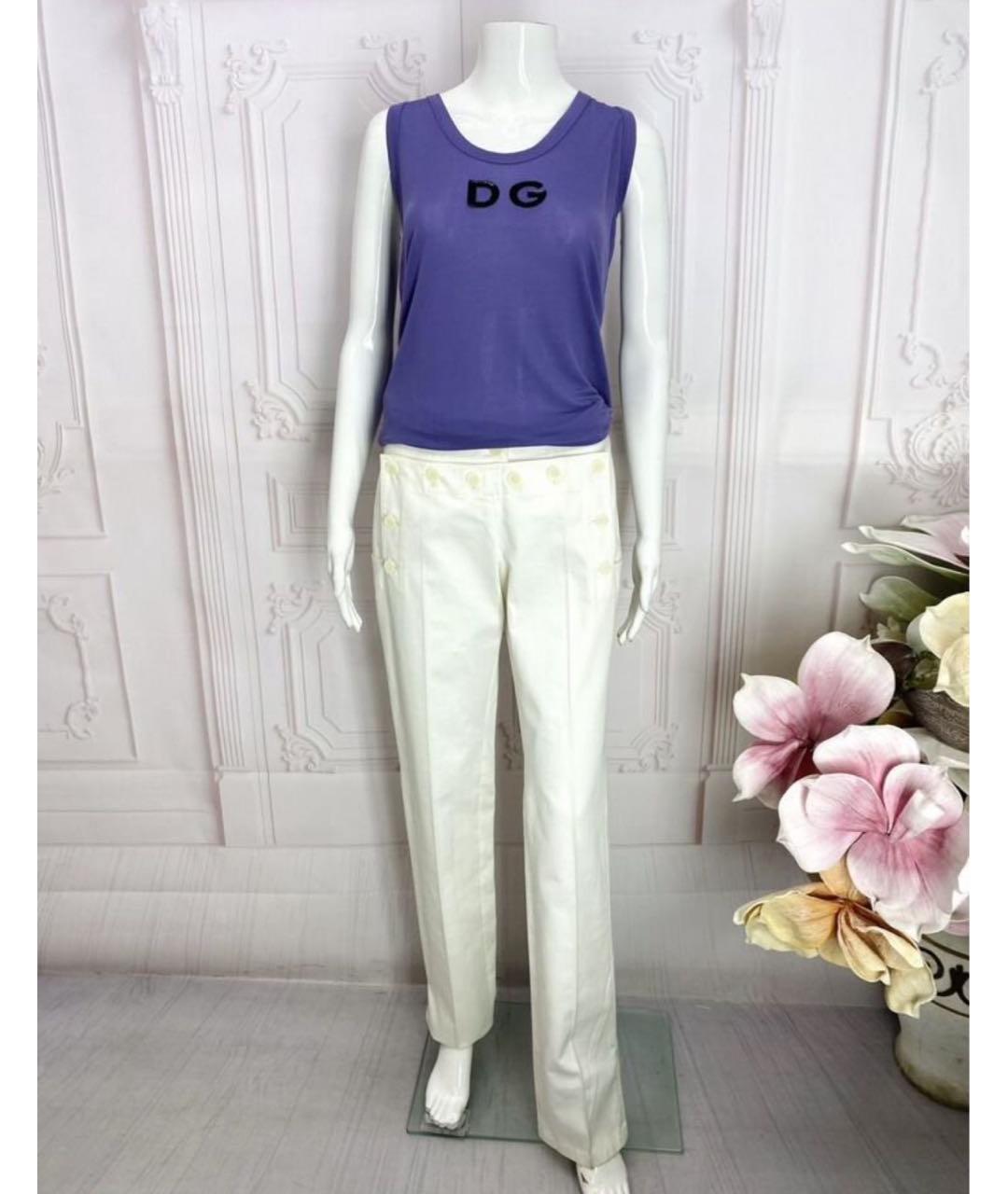 DOLCE&GABBANA Белые хлопковые прямые брюки, фото 5