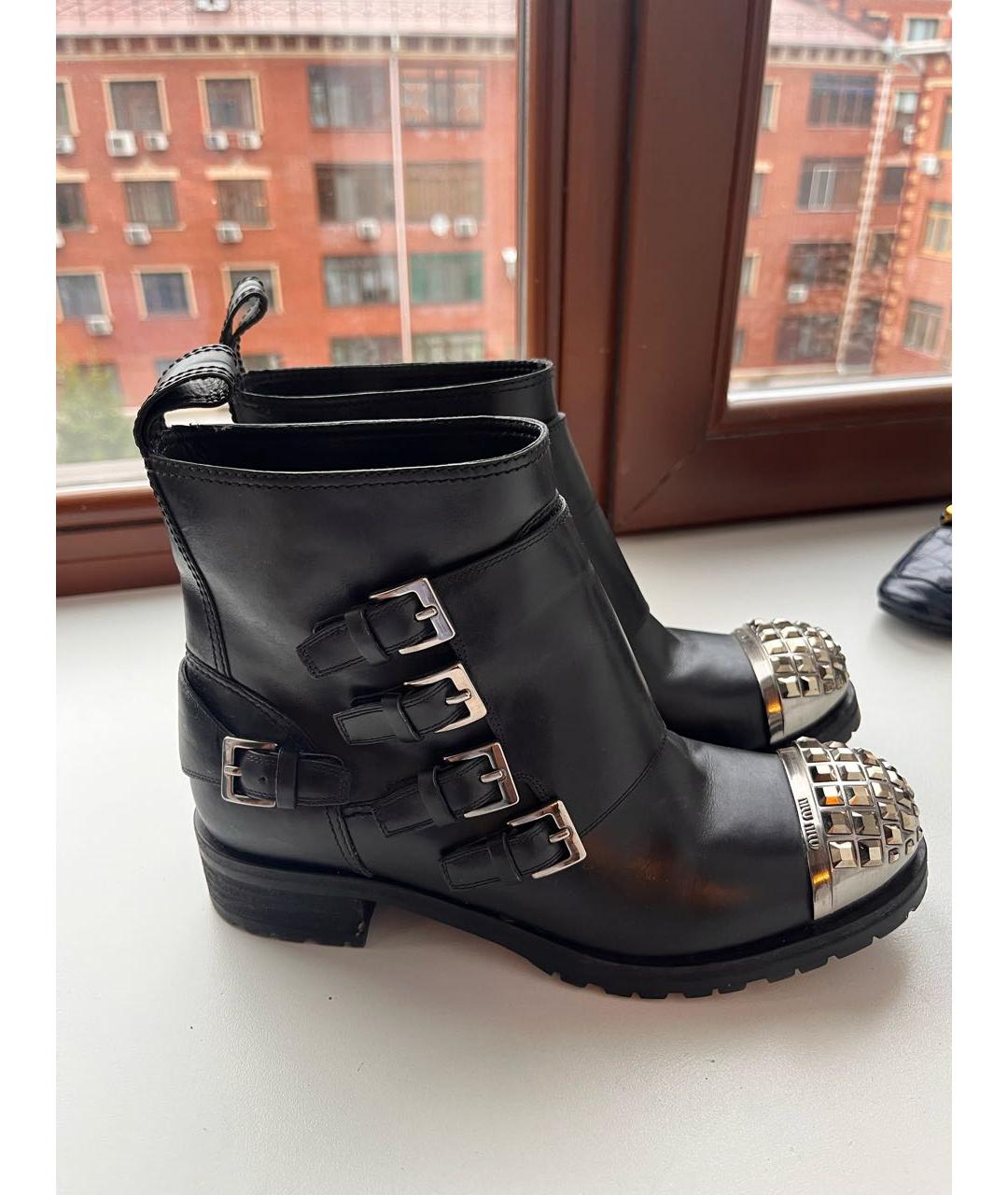 MIU MIU Черные кожаные полусапоги, фото 4