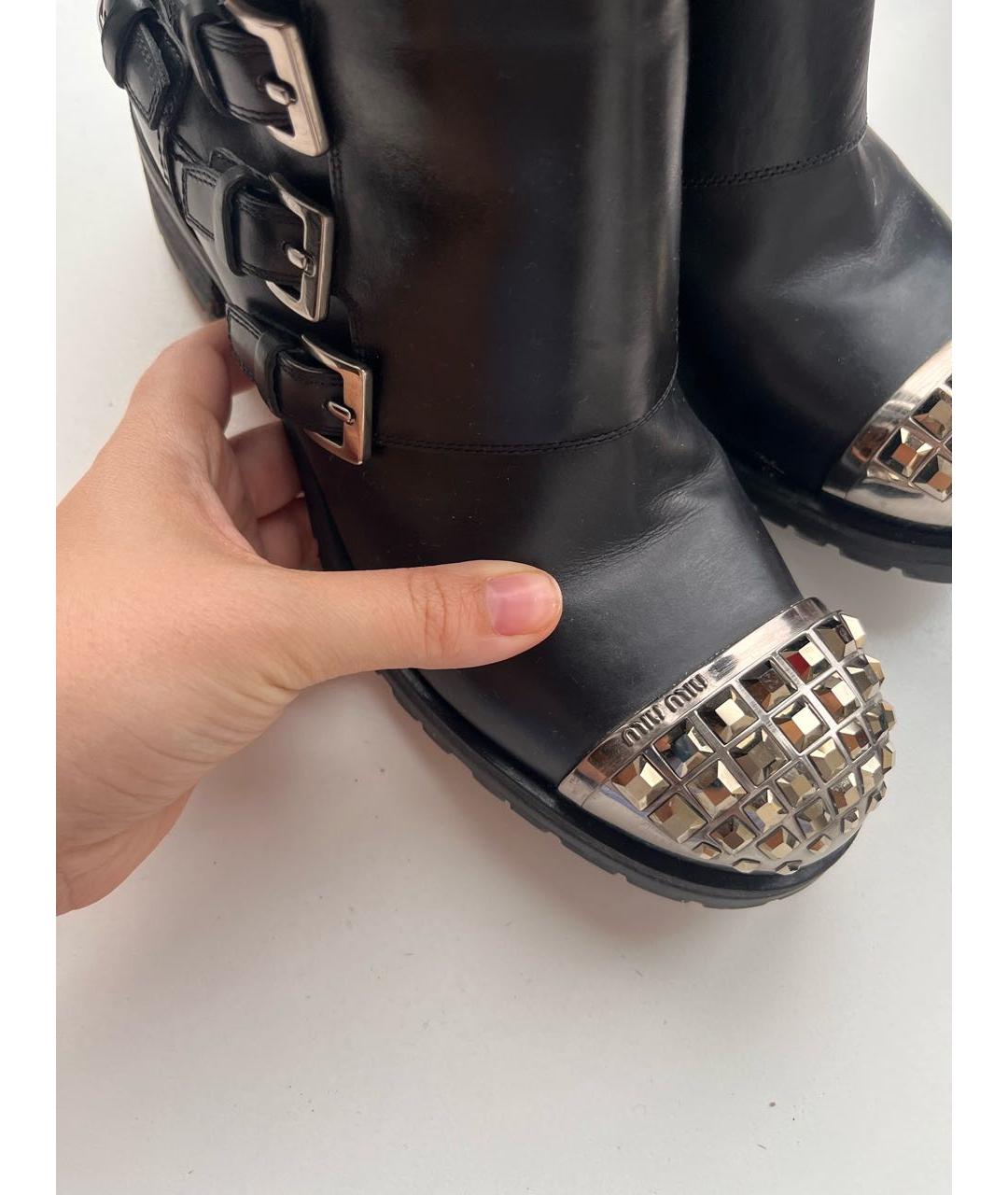 MIU MIU Черные кожаные полусапоги, фото 2