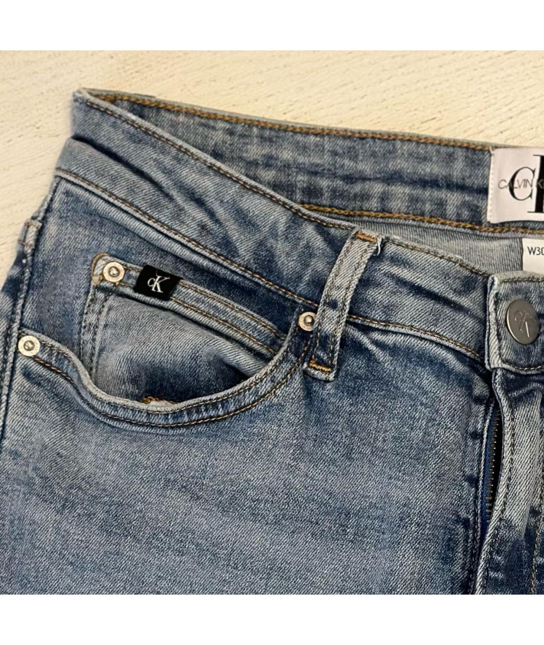 CALVIN KLEIN Голубые хлопко-эластановые джинсы слим, фото 4