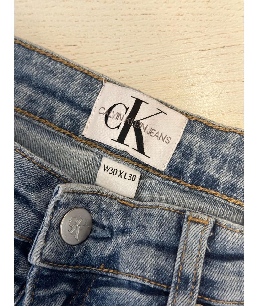 CALVIN KLEIN Голубые хлопко-эластановые джинсы слим, фото 3