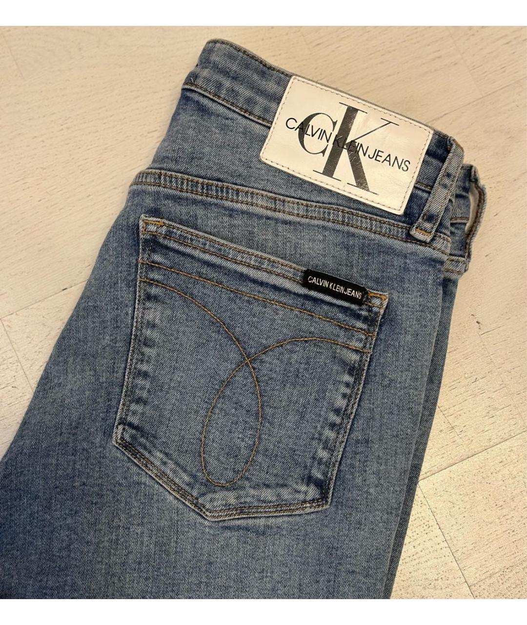 CALVIN KLEIN Голубые хлопко-эластановые джинсы слим, фото 5