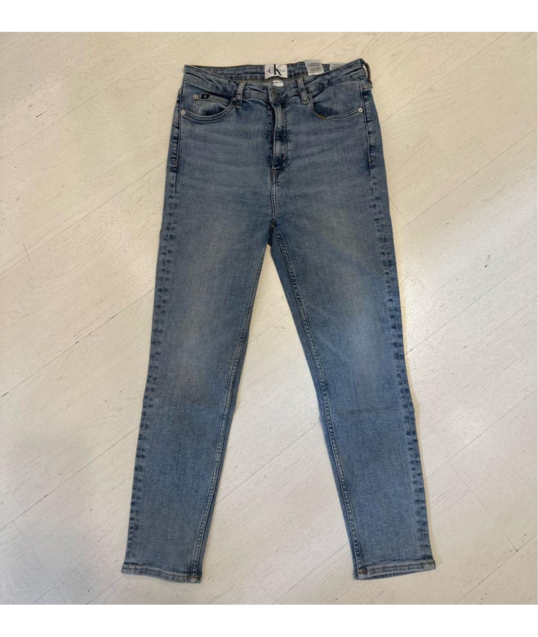 CALVIN KLEIN Голубые хлопко-эластановые джинсы слим, фото 7
