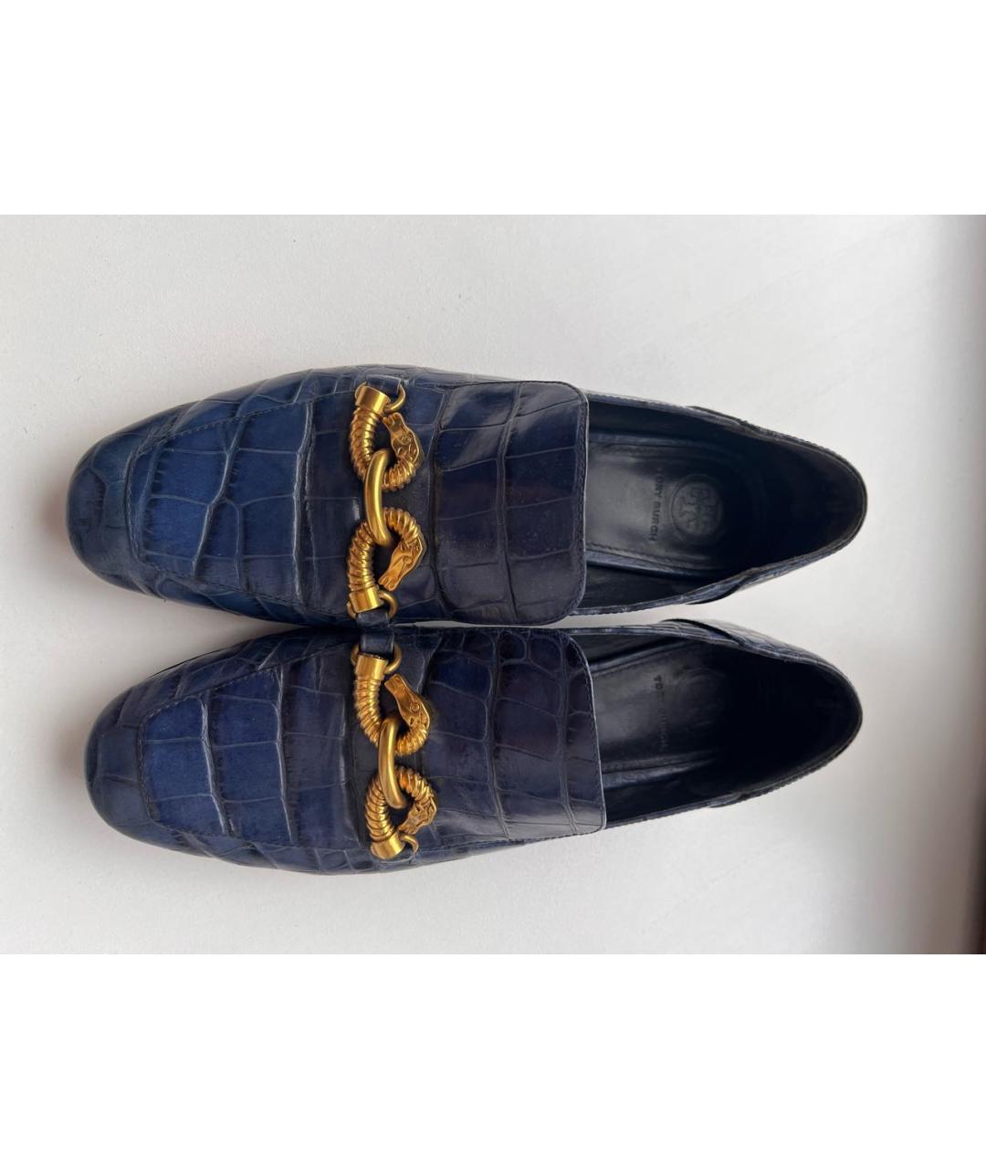 TORY BURCH Темно-синие кожаные лоферы, фото 2