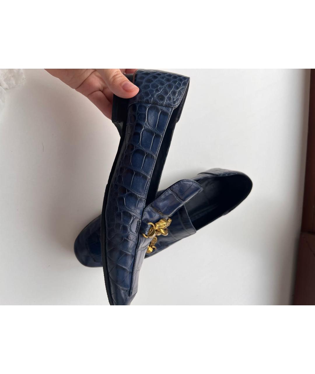 TORY BURCH Темно-синие кожаные лоферы, фото 4