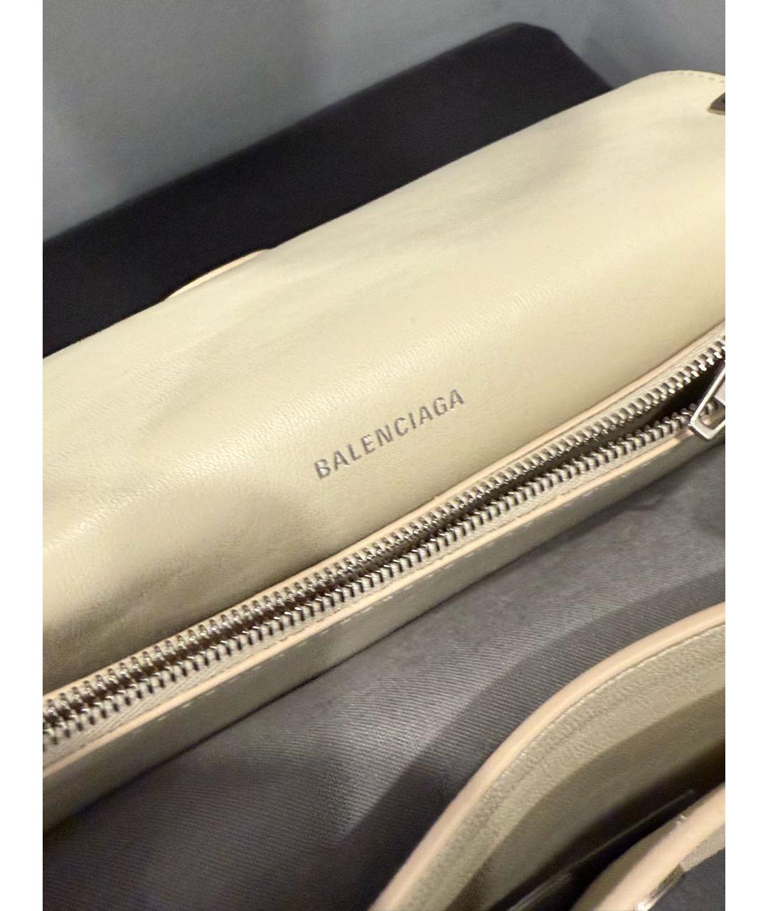 BALENCIAGA Бежевая кожаная сумка с короткими ручками, фото 3