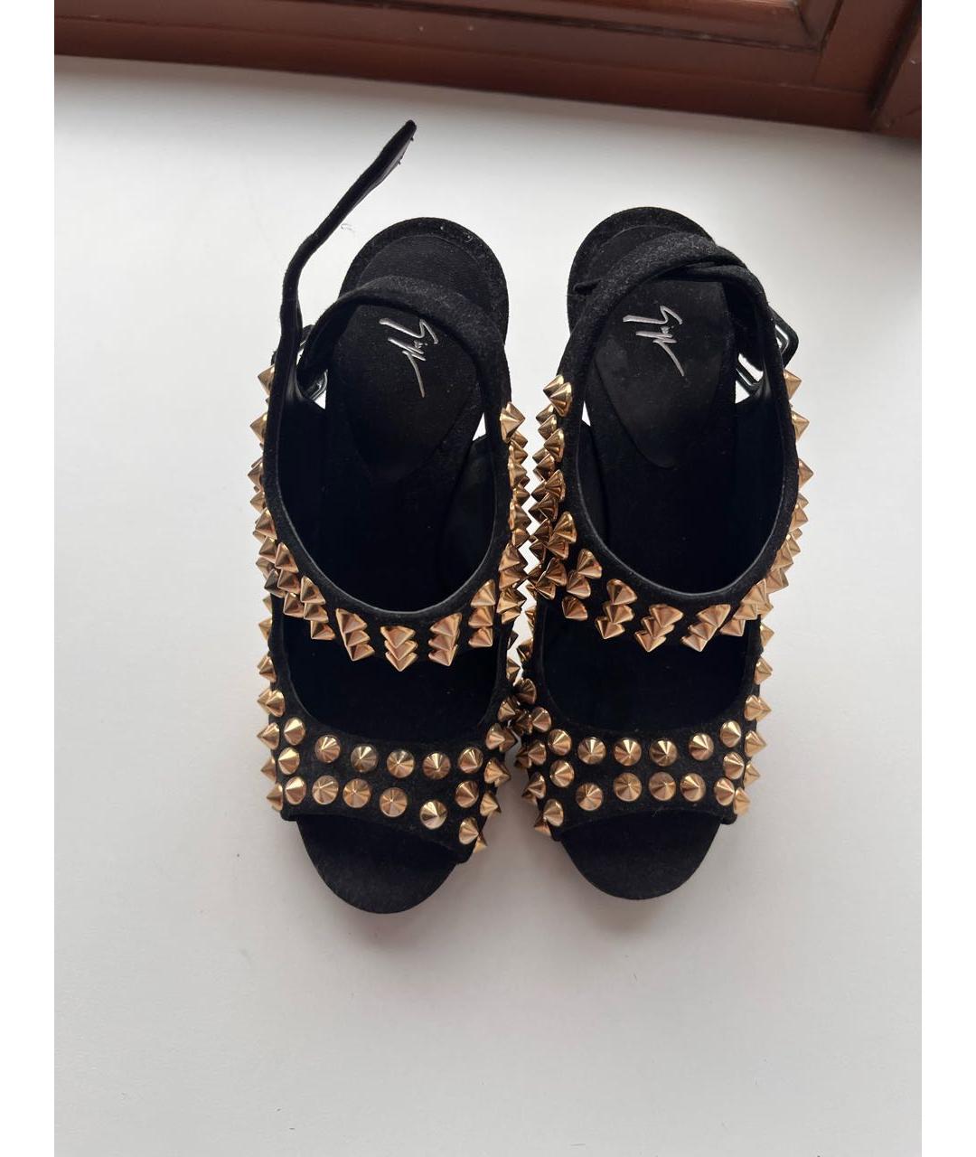 GIUSEPPE ZANOTTI DESIGN Черные замшевые босоножки, фото 2