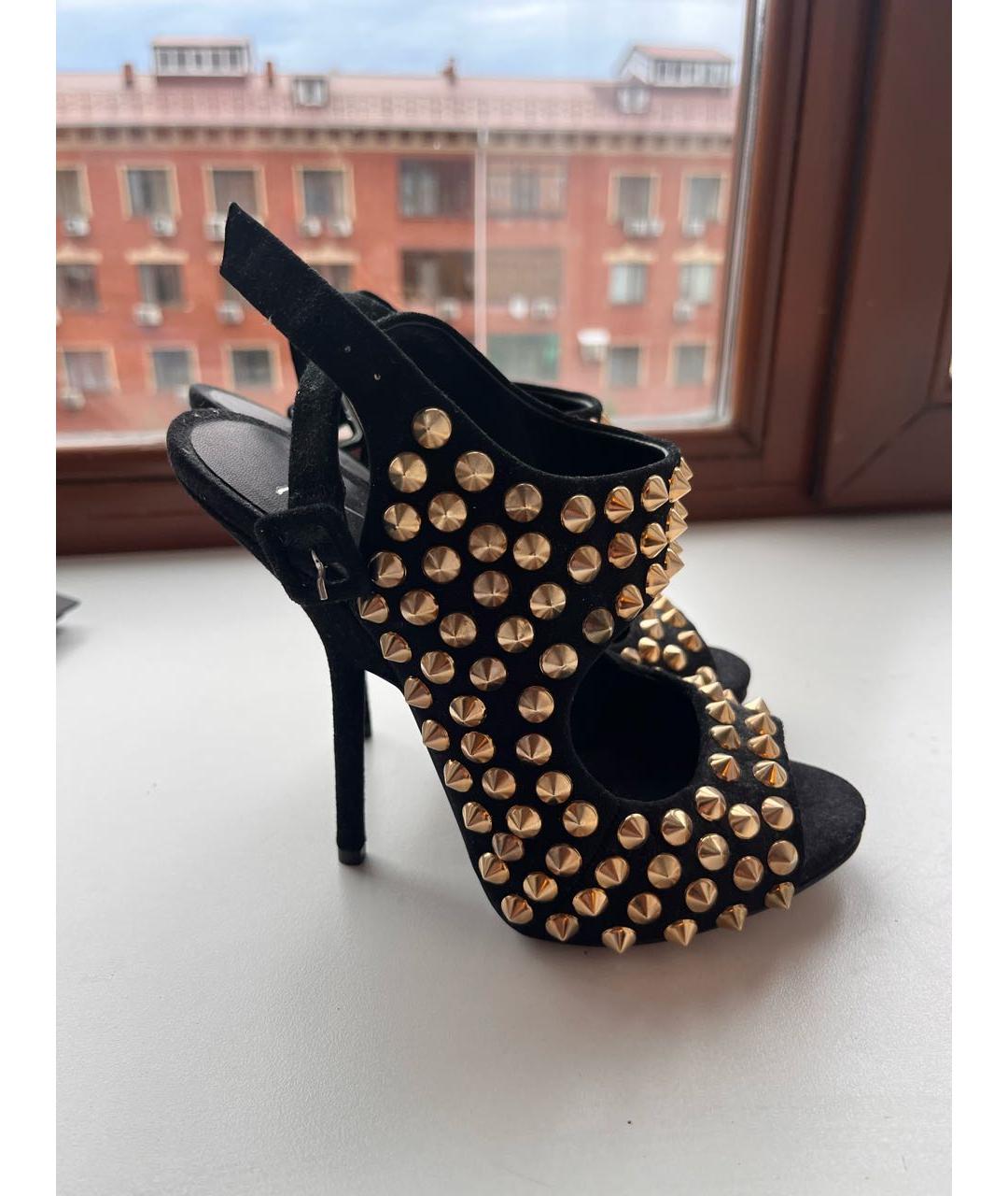 GIUSEPPE ZANOTTI DESIGN Черные замшевые босоножки, фото 4