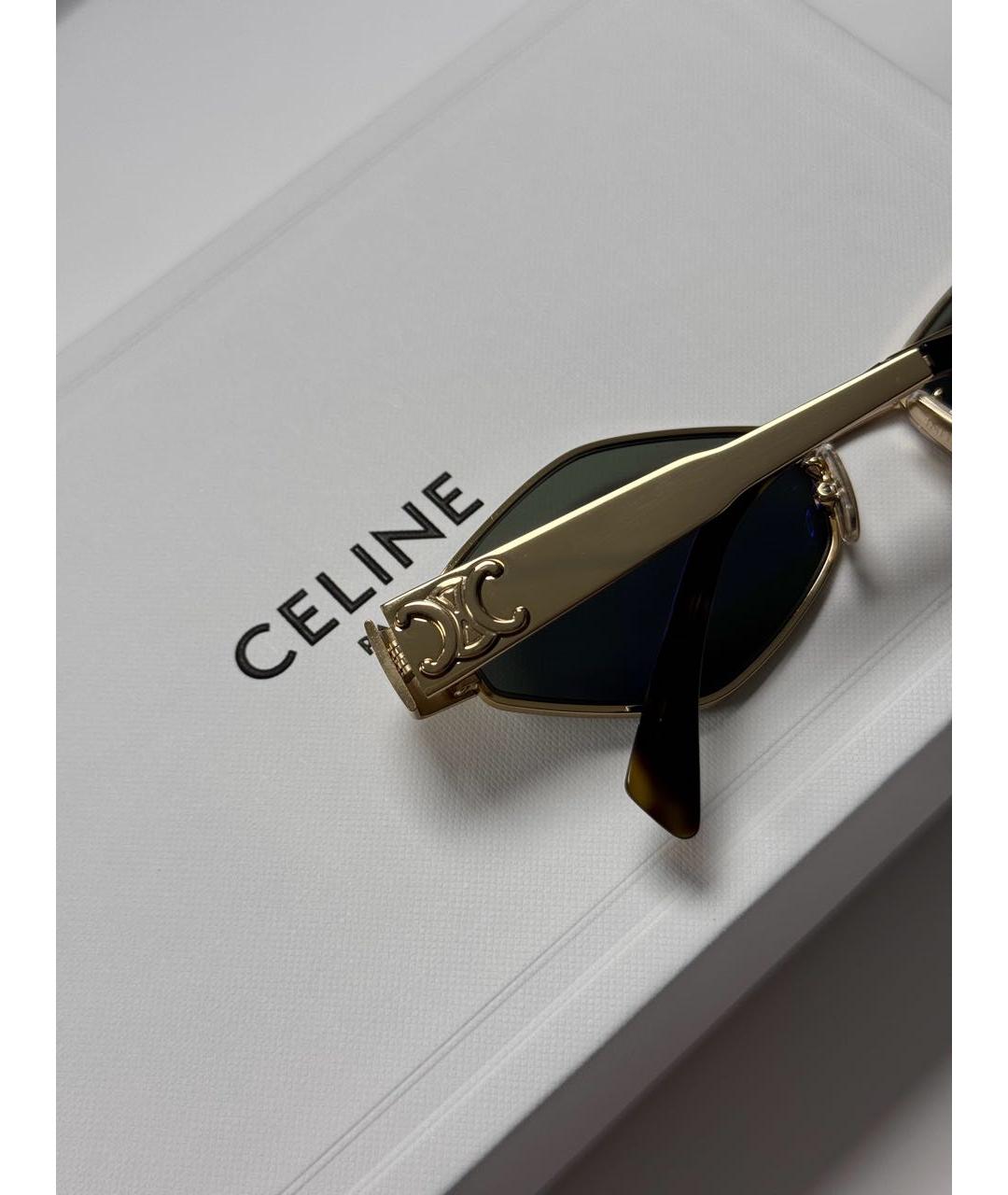 CELINE Золотые металлические солнцезащитные очки, фото 7