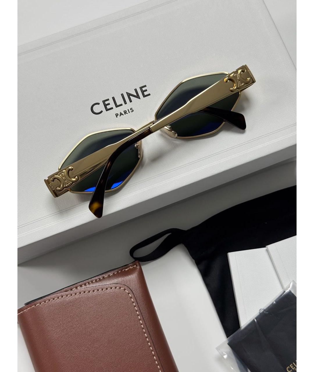 CELINE Золотые металлические солнцезащитные очки, фото 5