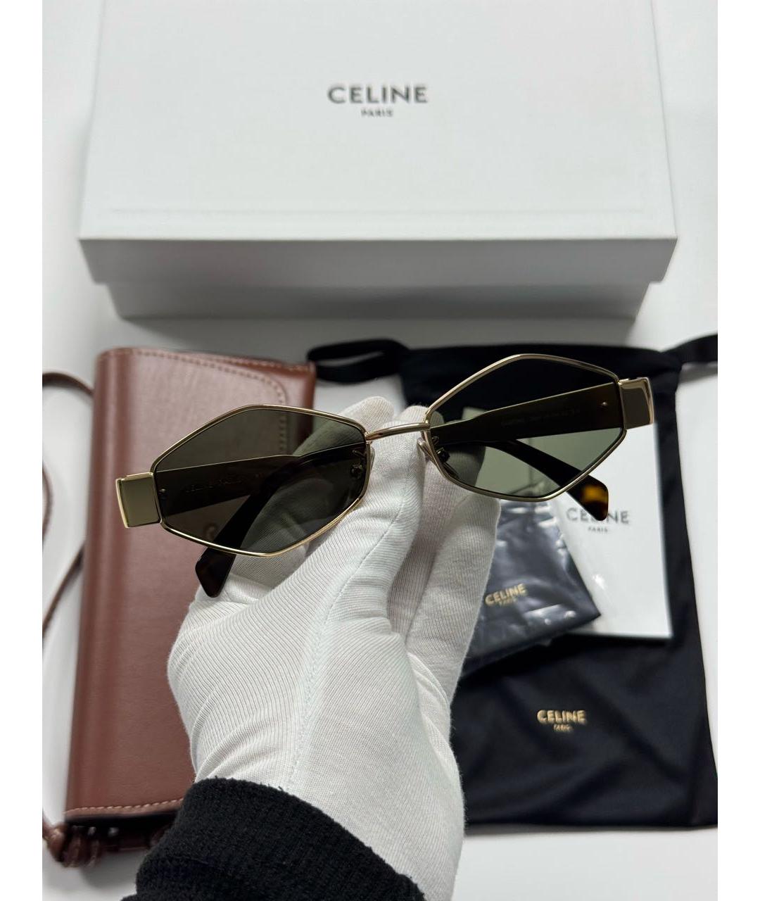 CELINE Золотые металлические солнцезащитные очки, фото 4