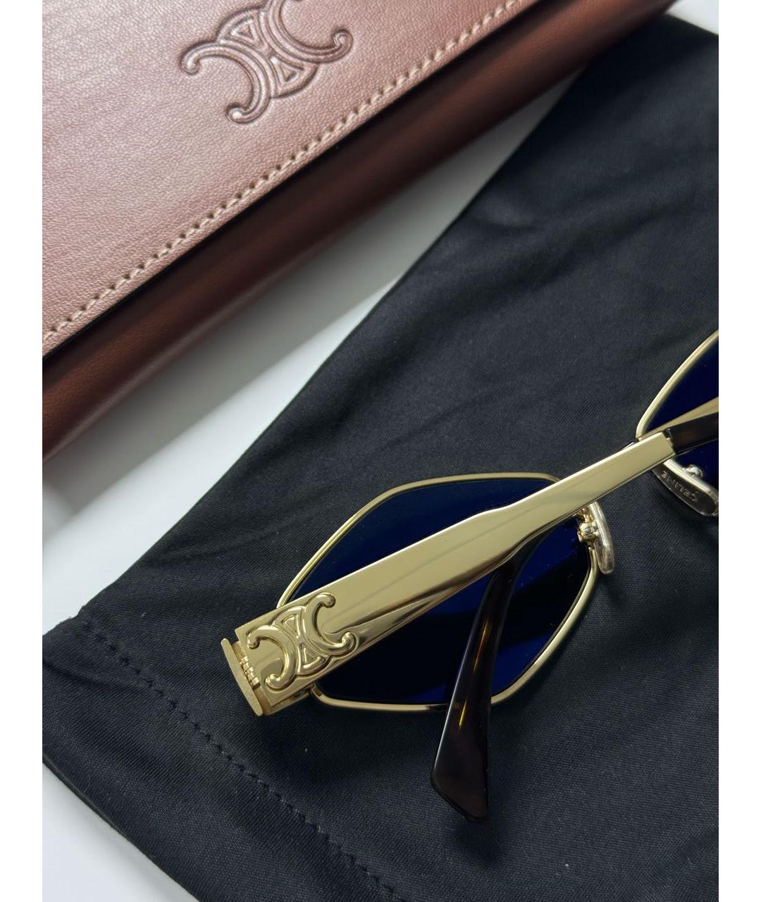 CELINE Золотые металлические солнцезащитные очки, фото 3